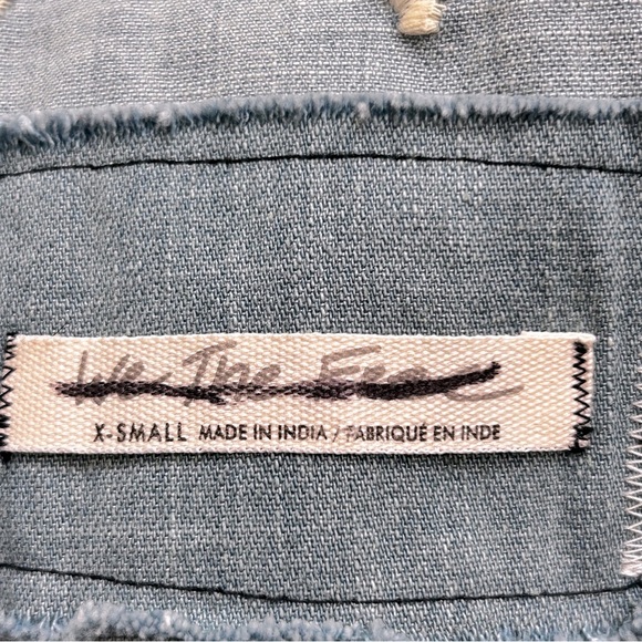 Fee People We The Free Denim Fields Crochet Long Sleeve Button Down Shirt - Picture 4 of 8